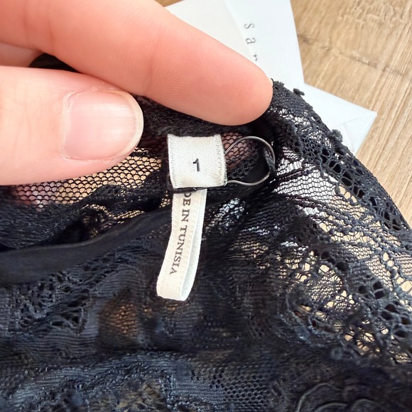 NWT SANDRO Paris Loverme Noir Black Lace Detail Sheath Dress Size 1 - Picture 4 of 7